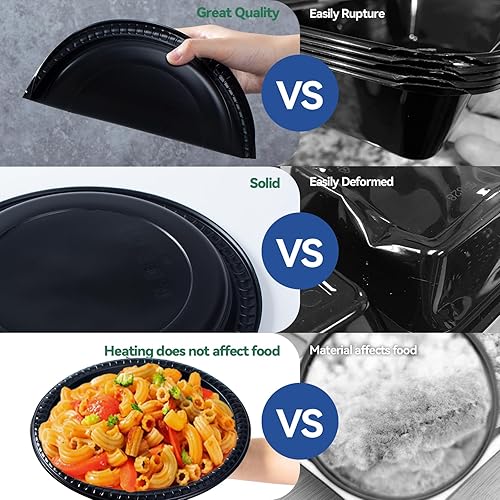 Miniatura 9 de EKOSAVOR Platos de plástico, 9 pulgadas, paquete de 150 platos desechables duraderos, resistentes, aptos para microondas, perfectos para eventos,