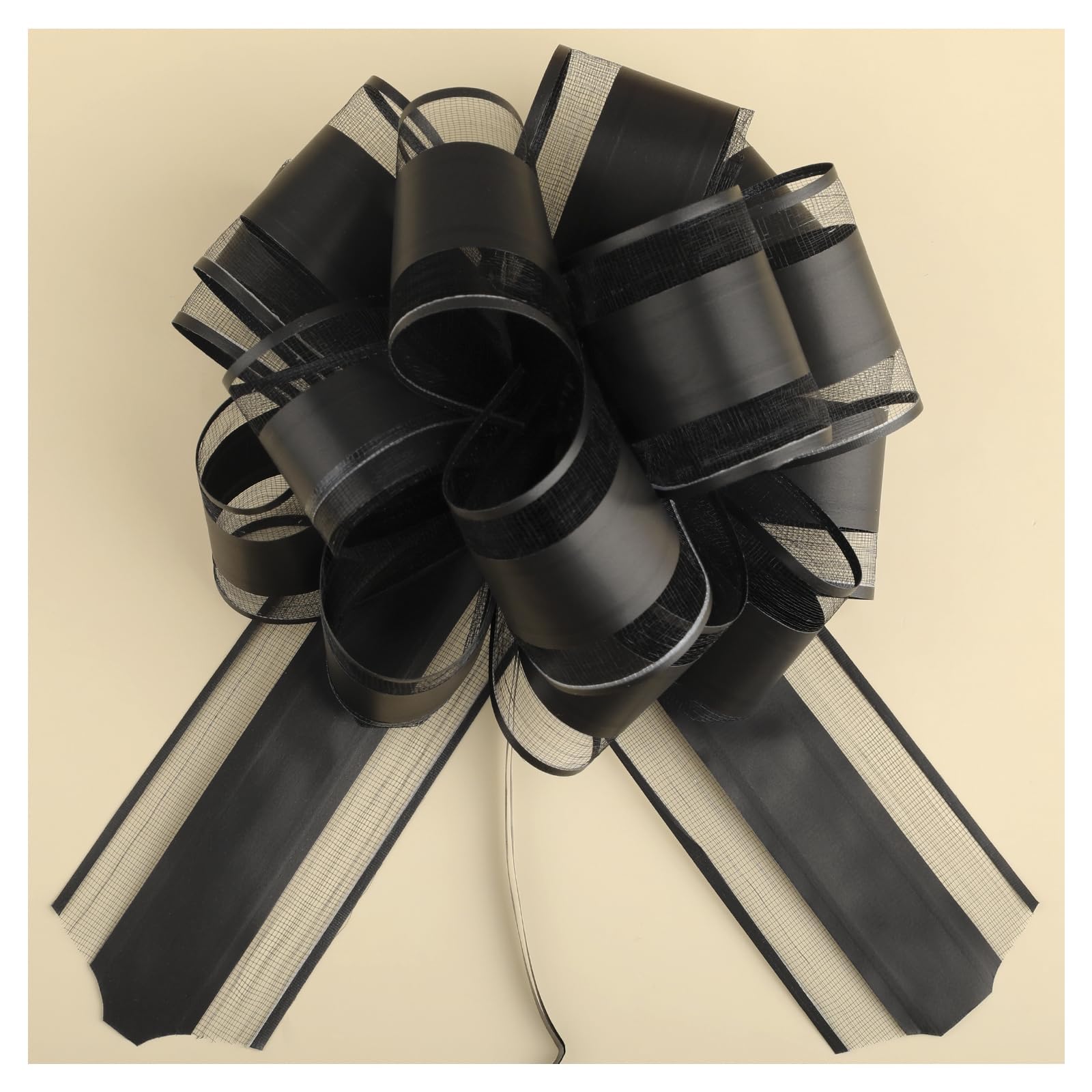 6Pcs 15.2cm Large Organza Pull Bows Pink Pull Bow Ribbon Pulled Bow Decoration Accessories Gift Wrapping Bow Birthday Present Ties for Christmas Wedding Valentine's Day Craft Gift