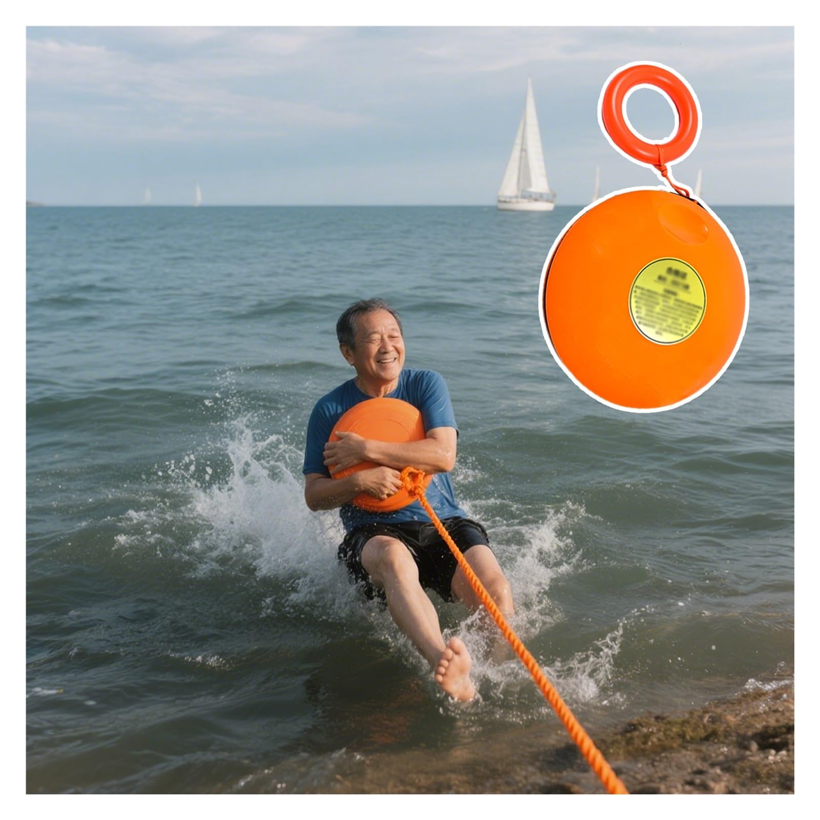 Disque de sauvetage d'urgence orange de 33 cm pour parc aquatique