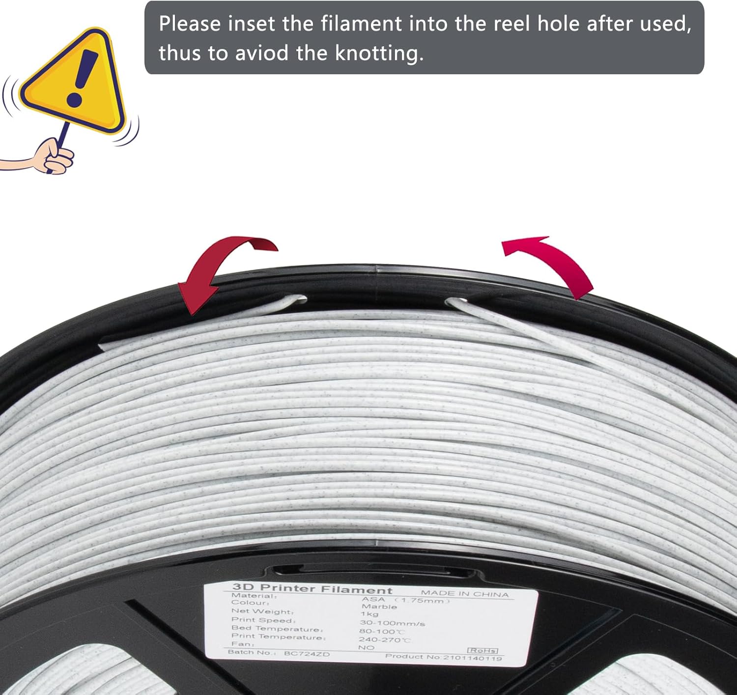iSANMATE ASA Filament 1.75mm Marble 1KG, UV & Weather Resistant 3D Printer Filament Perfect for Outdoor Functional Parts, Dimensional Accuracy +/- 0.02mm, 1kg Spool (2.2lbs)