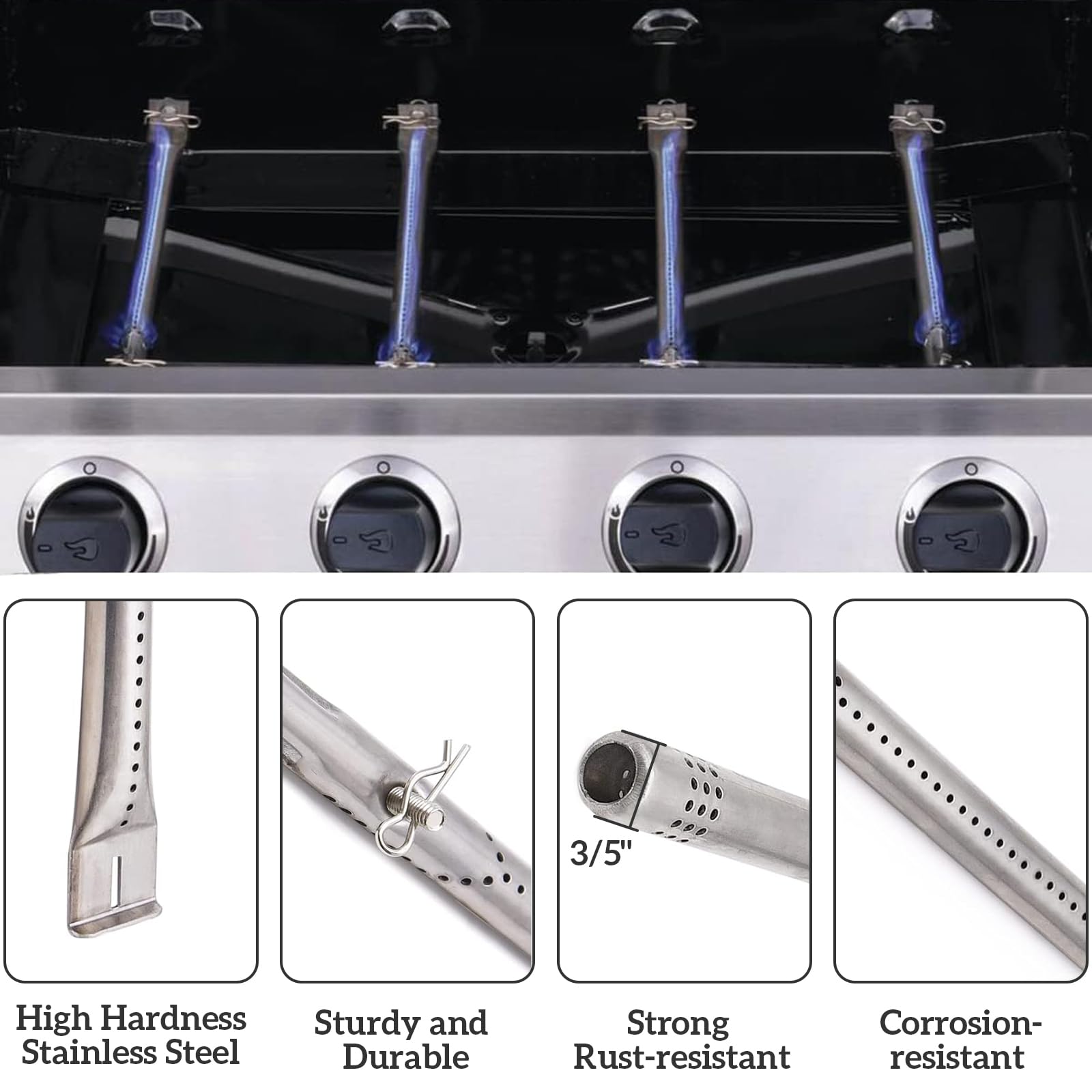 Parti di ricambio per barbecue Charbroil Performance 475 4 Burner 463347017 463361017 463673017 463376217 463342119 463376018P2 G470-00004-w1 Piastre termiche, Burer. Ners, Carryover Tubes &