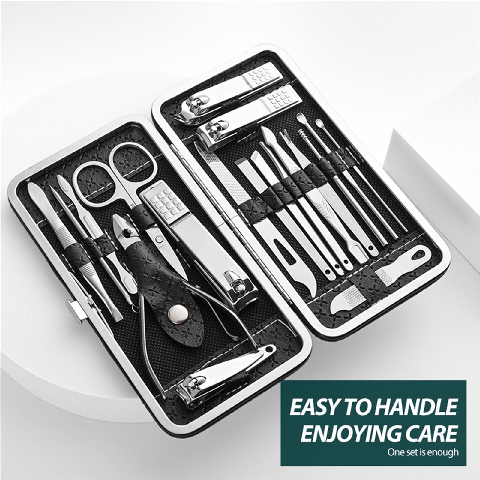 Maniküre Set Nagelknipser for Zuhause, 18-teilig, große Zange for Entfernen abgestorbener Haut, diagonale Zange for Entfernen abgestorbener Haut, kleiner Augenbrauenknipser, Lederhülle Nagelknipser(Sc