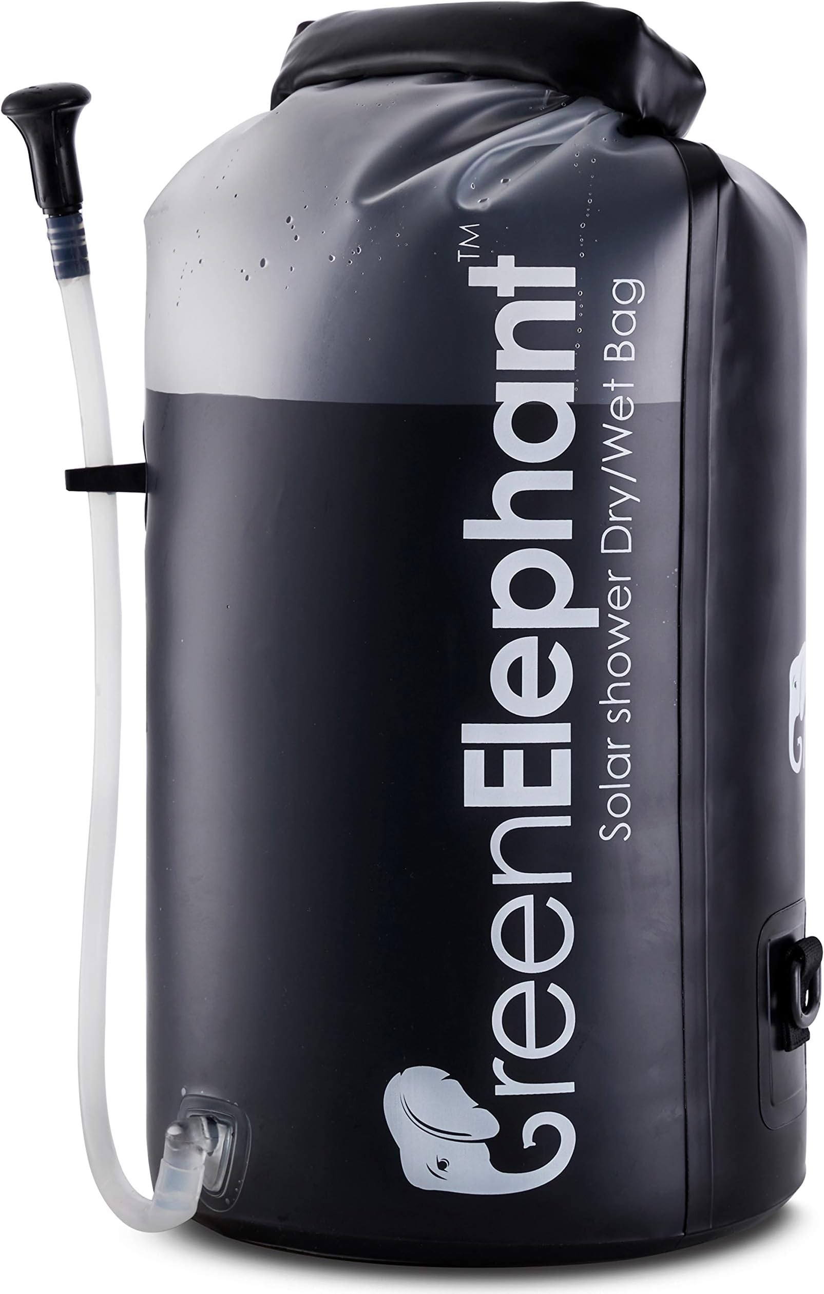 GREEN ELEPHANT 2-in-1 Solar Shower & Dry Bag – Non Toxic TPU 20 Litter Portable Shower Doubles as Dry Storage Sack for Camping, Hiking, Fishing, Boating, Beach + On/Off Shower Hose, Free 5m Rope