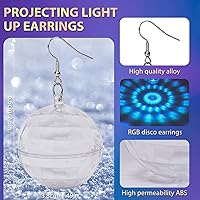 Vista 5 de RAHAN LED Earrings Disco Ball 16 Colors Light,Rechargeable Light Projecting Light up Earrings for Women Dance Party Halloween Costume Accessories