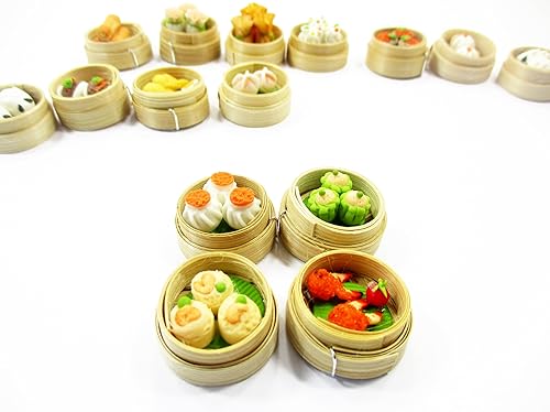 Miniatura 4 de Set of 16 Dim Sum Chinese Cuisine Handmade Dollhouse Miniatures Food 13798