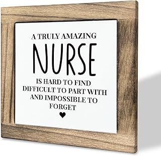 Desk Decor Gifts, Box Wood Plaques Desk Décor, Nurse Office Decoration for Shelf, Nurse Present, Nurse Table Decor, Appreciation Gifts for Nurse, Nurse Gifts, A Truly Amazing Nurse is Hard to Find