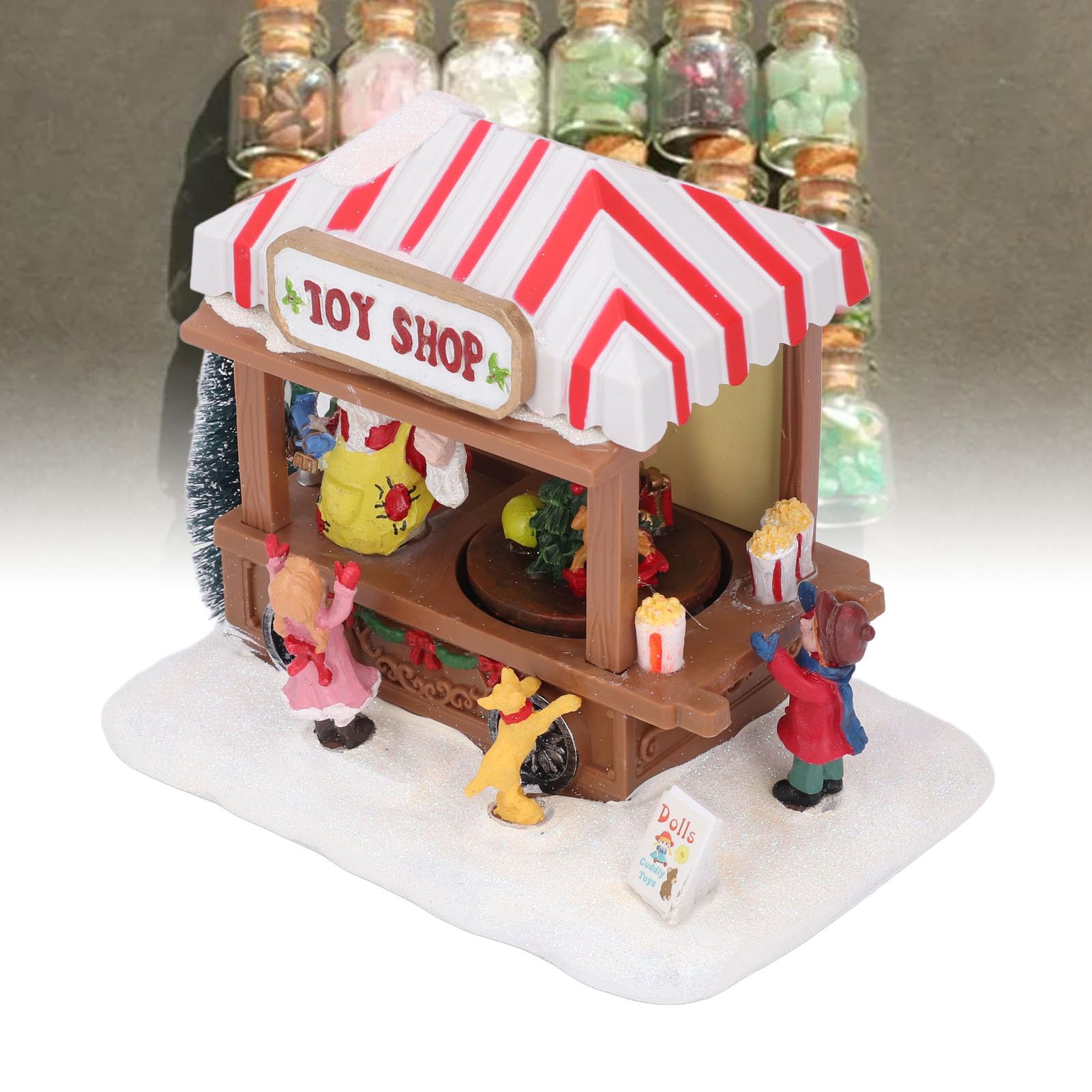 Caja de música con luz para el hogar, coche comedor luminoso con música navideña, adorno decorativo de escritorio para Navidad con alegres melodías festivas, decoración navideña de (árbol de navidad)