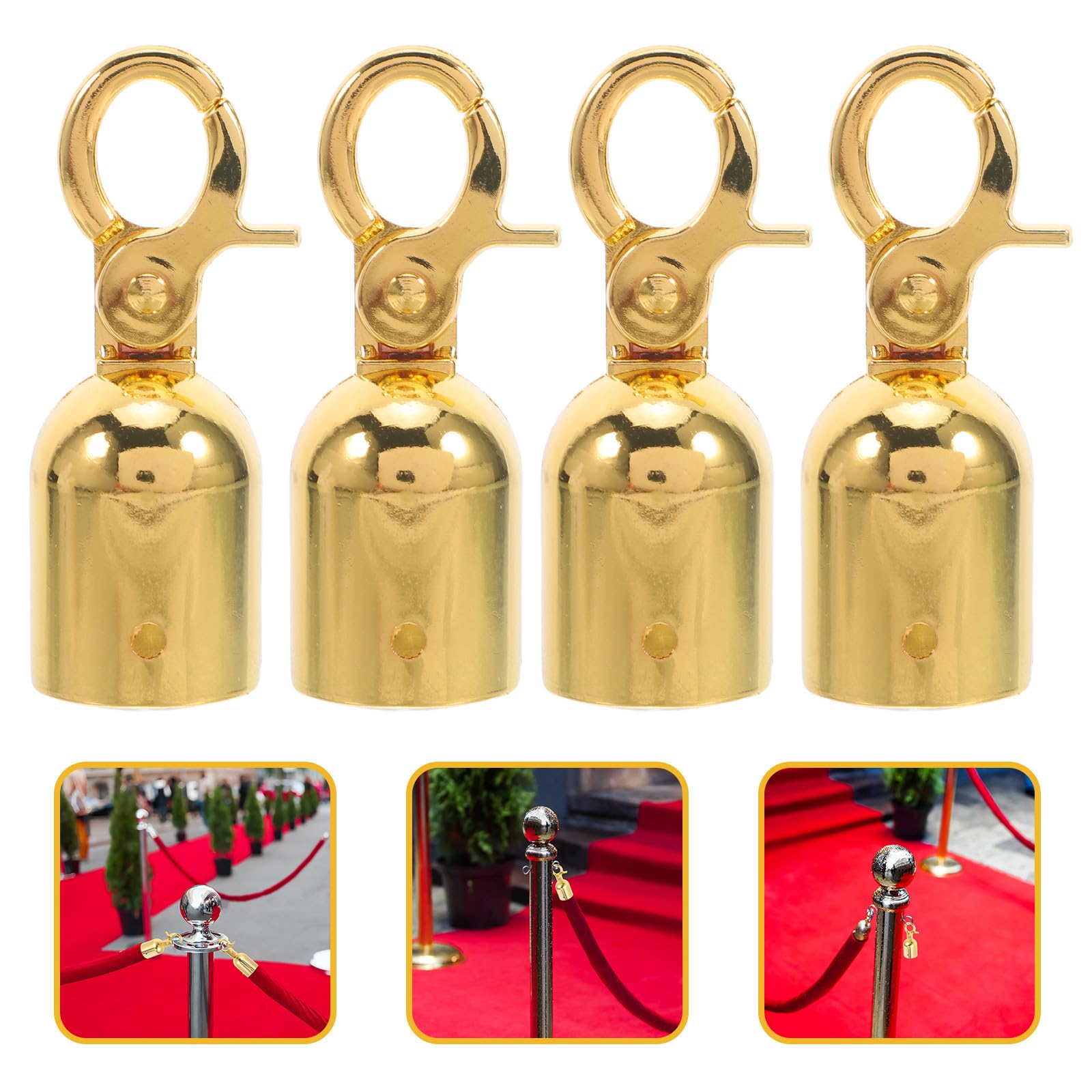 Hemobllo 4 Stück Seilendstopper mit Haken aus Aluminiumlegierung Seilkappen für Absperrseile Korrosionsbeständig Einfache Montage Silber Absperrbarriere für Menschenmengen