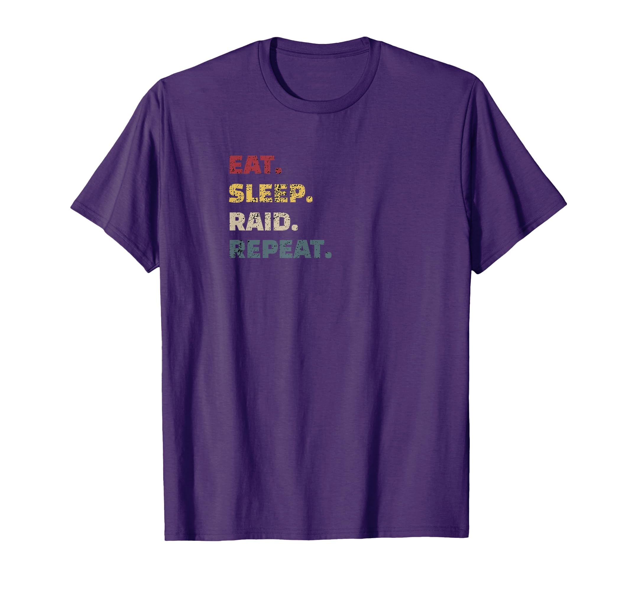 Vintage Eat Sleep Raid Repeat Wow Gaming Video Gamer Design T-Shirt