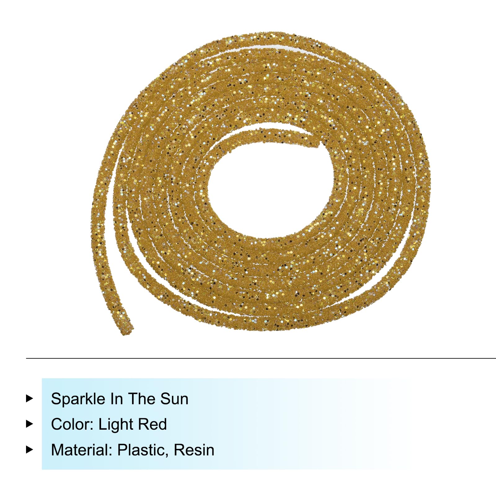 sourcing map 5 Yard 6mm 0.24 inch Glitter Sequins Rope Sequins Rhinestone Tube Cord for DIY Wedding Dresses Costume Clothing Shoes Jewelry Accessory Clear White — view 65