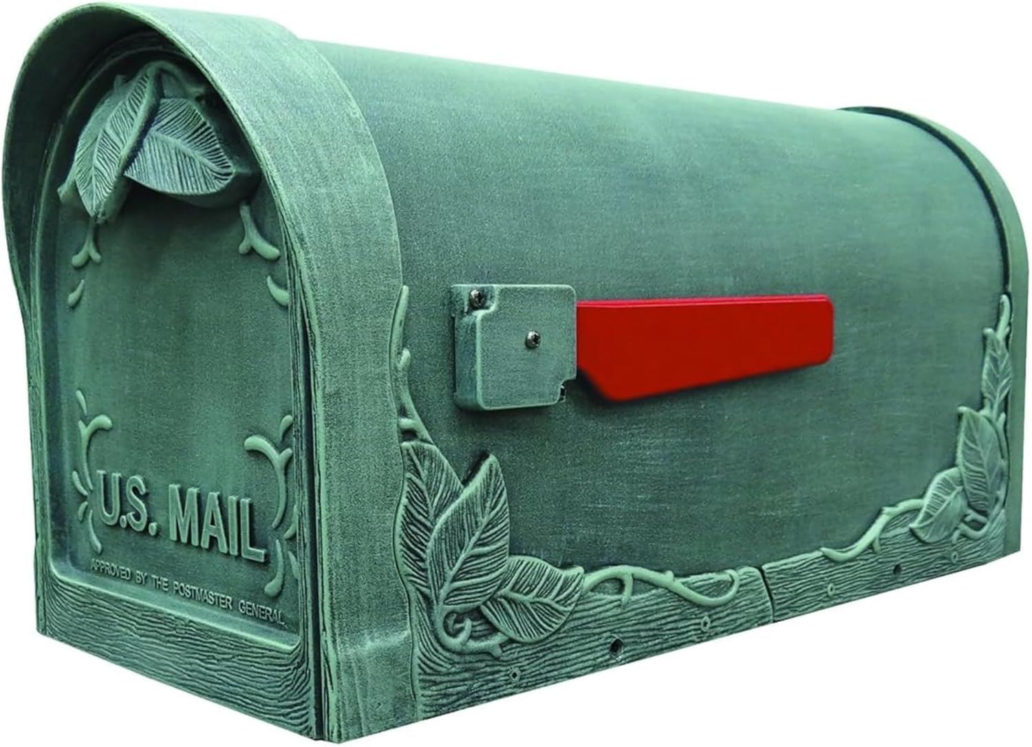 Special Lite Floral Curbside Mailbox - Verde Green Cast Aluminum Mailbox for Post Mount - SCF-1003-VG
