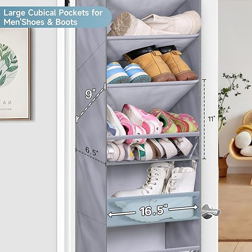 Miniatura 7 de KIMBORA Zapatero largo de bronce de 4 niveles para armario y 7 estantes sobre la puerta organizador de zapatos