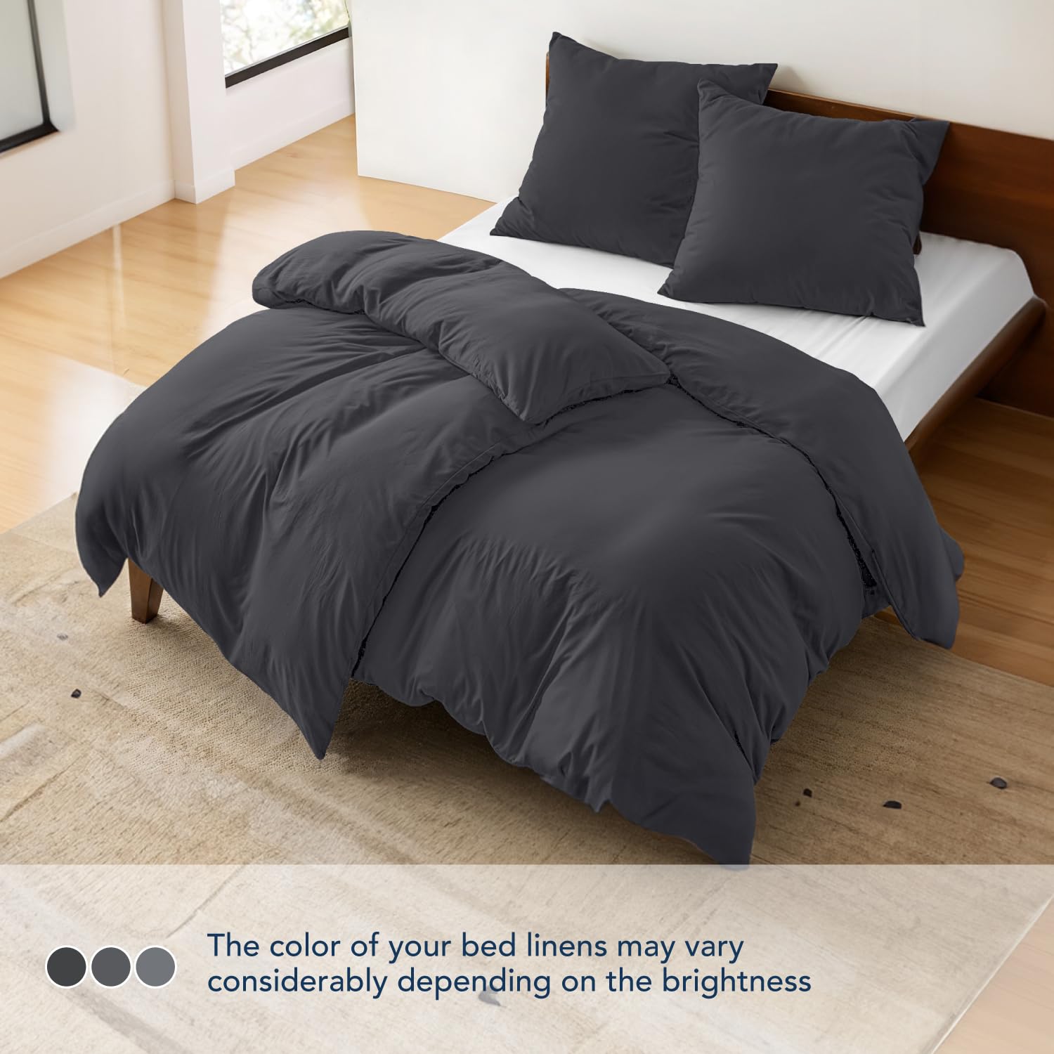 Dreamzie 2 Copripiumino Singolo 135x200 cm con 2 Federe 80x80 cm - Grigio Scuro - Set Copripiumino Singolo 135x200