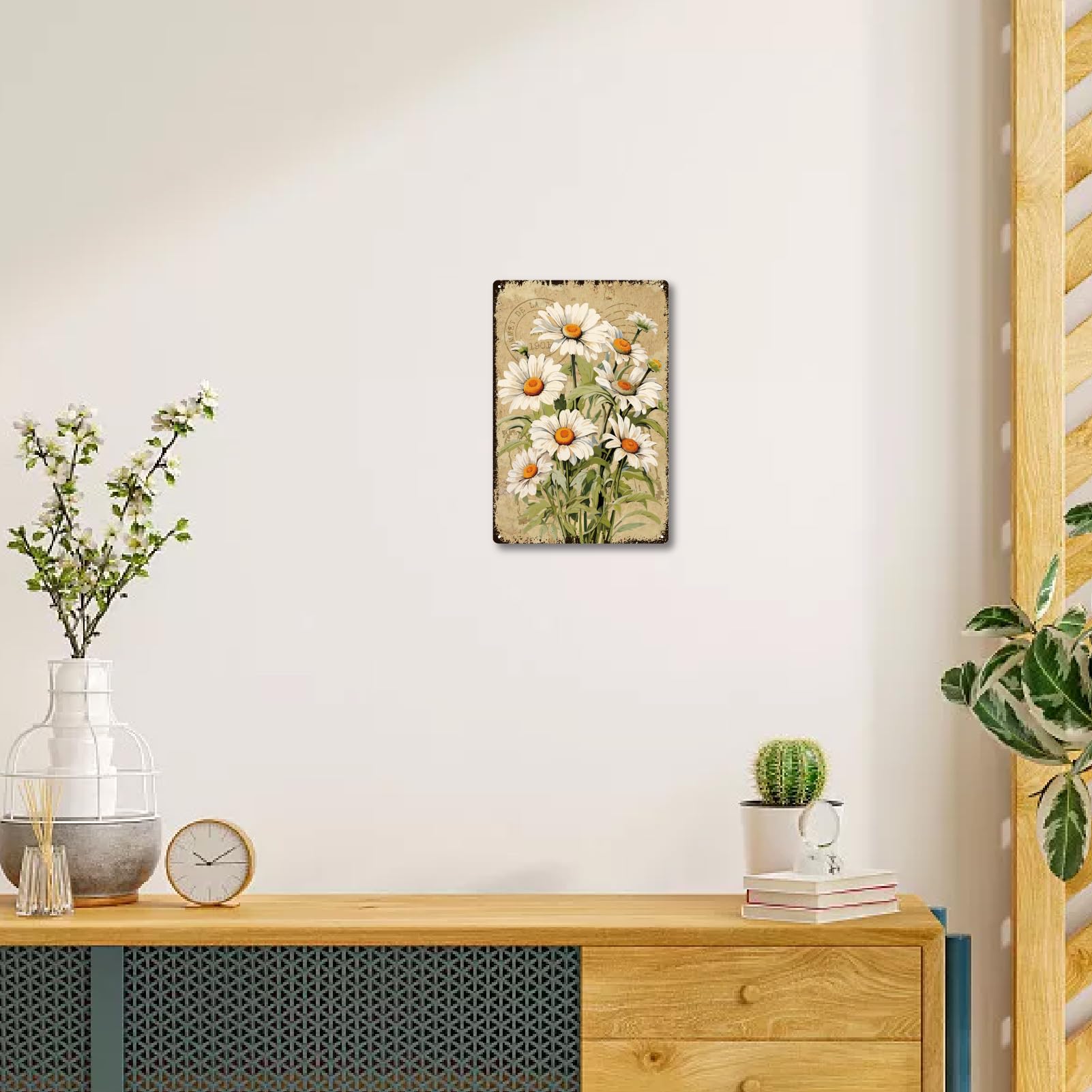CREATCABIN – Targa In Metallo Floreale 20x30cm, Scritta 'Enjoy The Little Things', Retrò, Per Giardino E Casa, 2 Pezzi