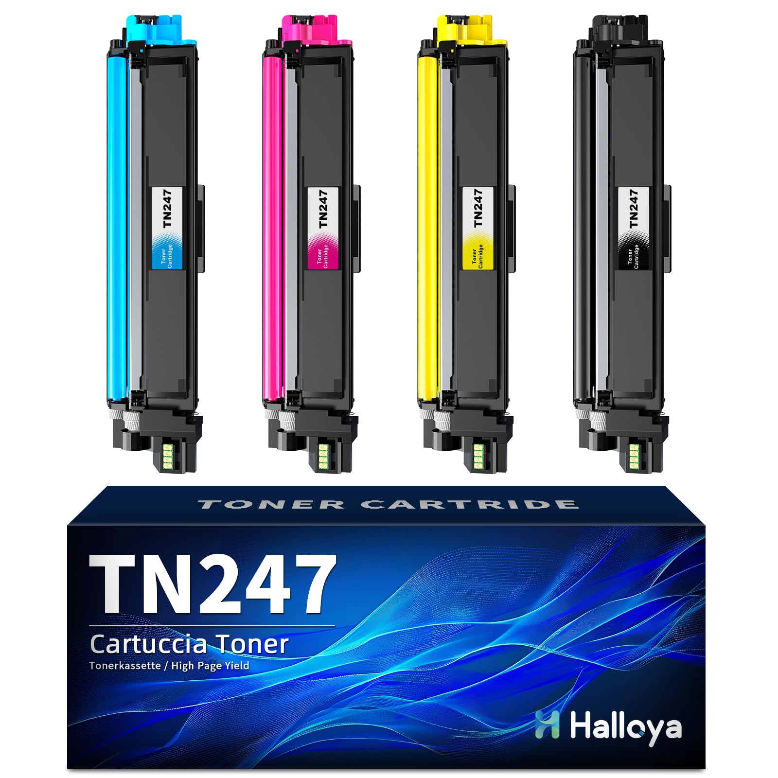 Halloya TN247 TN243CMYK Toner Compatibili per Brother TN247 TN-243CMYK per Toner Brother DCP-L3550CDW MFC L3730CDN MFC-L3750CDW MFC L3770CDW HL-L3270CDW HL-L3210CW (Nero Ciano Giallo Magenta, 4 Pack)
