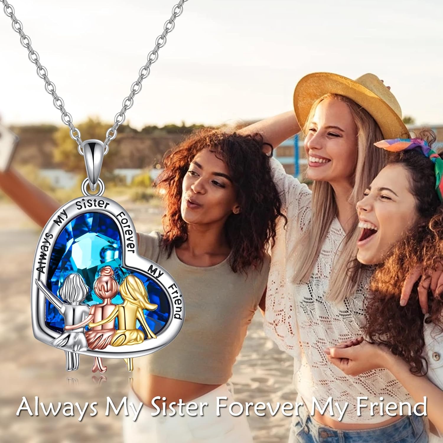 AOBOCO Christmas Gifts Sterling Silver Sister Necklace for 2, 3 Sisters Pendant, Big Litter Sisters Birthday Jewelry Gift - Image 2