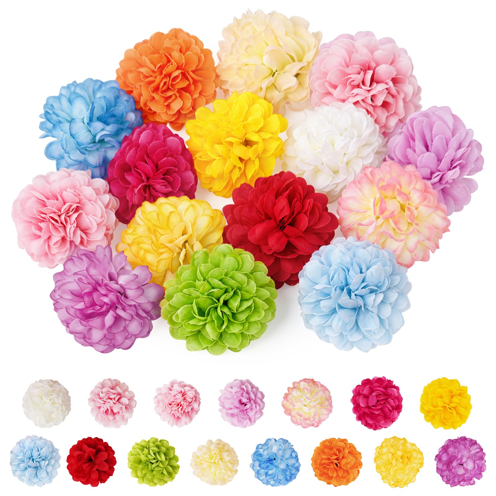 Alaoo 15Pcs Chrysanthemum Flower Heads Decorations, Multi-color Artificial Flower, Small Decorative Flowers for Craft DIY Wreath Gift, Wedding Art Party Home Garden Decoration, 6cm