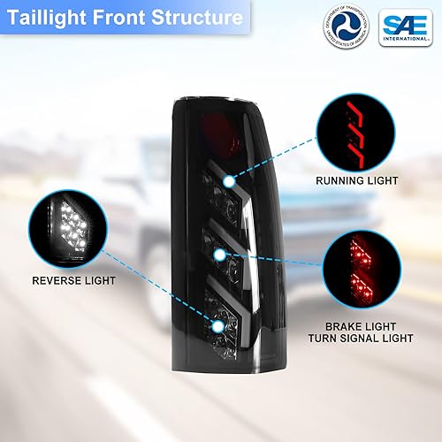 Miniatura 3 de ROXX Luces traseras para Chevy CK 150025003500 1988-1999, Chevy Suburban 15002500 1992-1999, Chevy Blazer 1992-1994, Chevy Tahoe 1995-2000, GMC