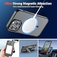 Vista 5 de SUPFINE - Funda magnética para iPhone 13 Pro Max (compatible con MagSafe), (protección contra caídas de grado militar de 10 pies), delgada, Negro