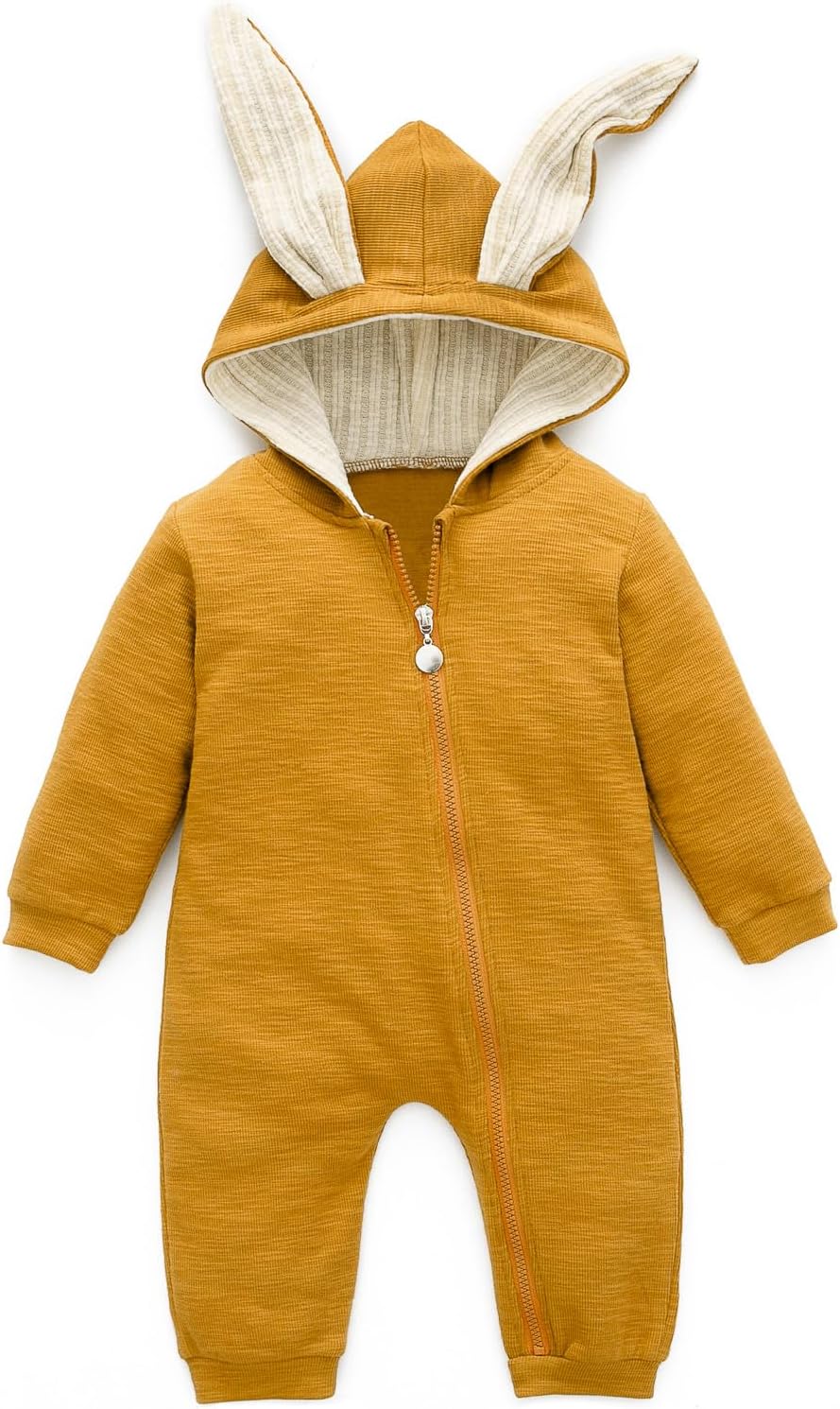 Simplee kids Animal Bunny Baby Easter Romper Long Ear Rabbit Hoodie Romper Jumpsuit with Zipper