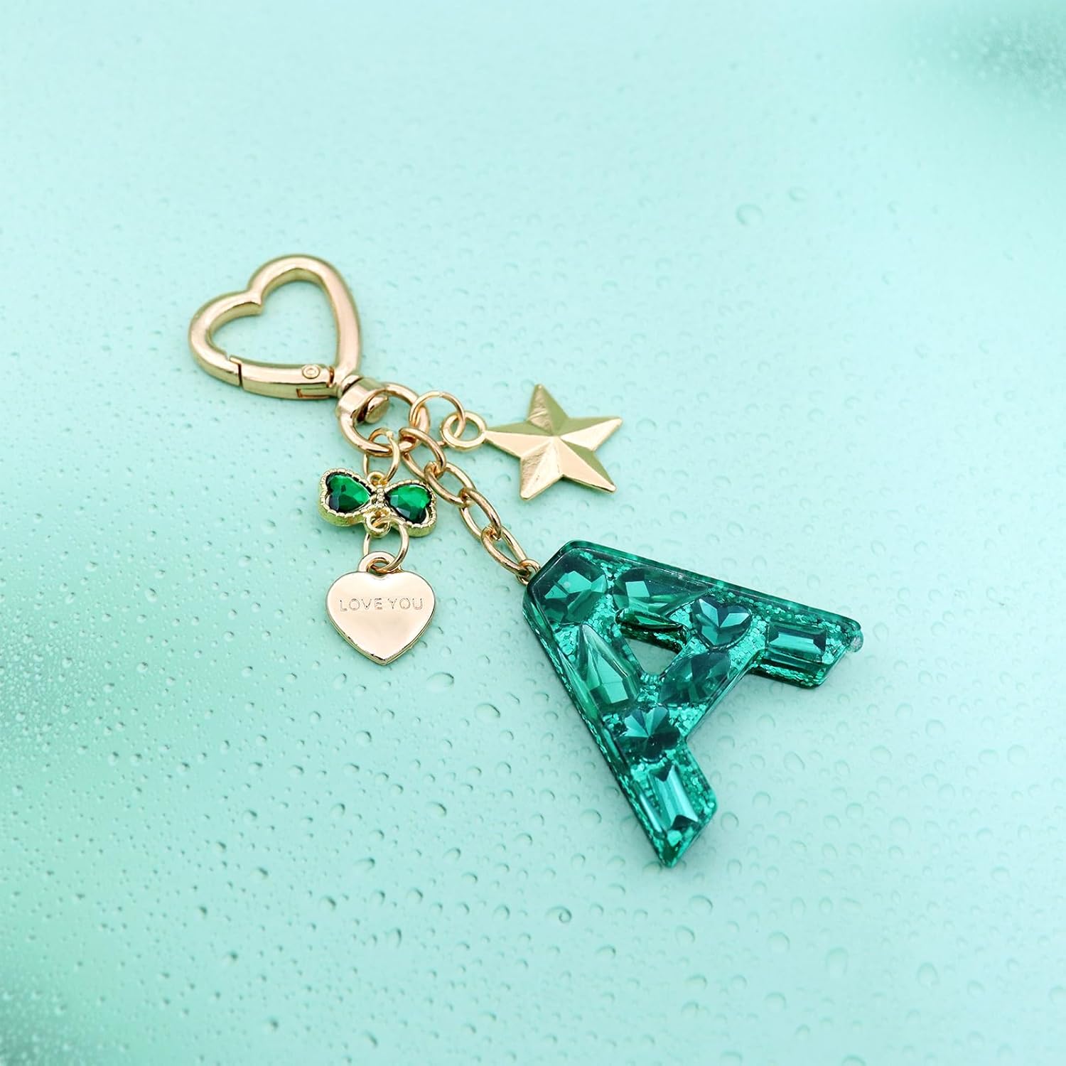 Glitter Initial Letter Keychain Gift for Women Cute Pink Resin Keychains for Bag - Image 2