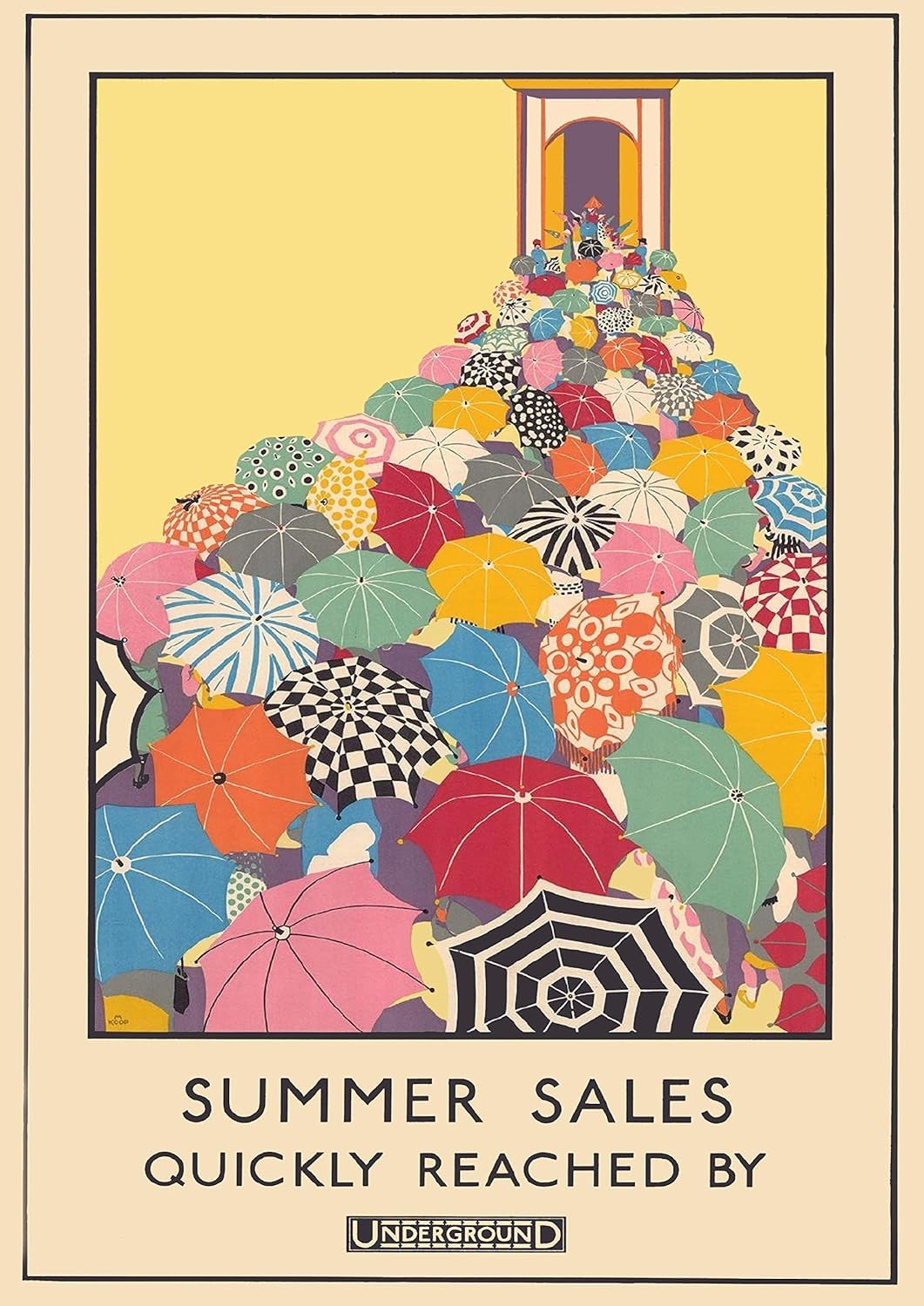 RPW Vintage London Underground SUMMER SALES QUICKLY REACHED BY UNDERGROUND 1920's Wall Art Poster A4 and A3 size 250gsm Gloss Borderless print (A1)