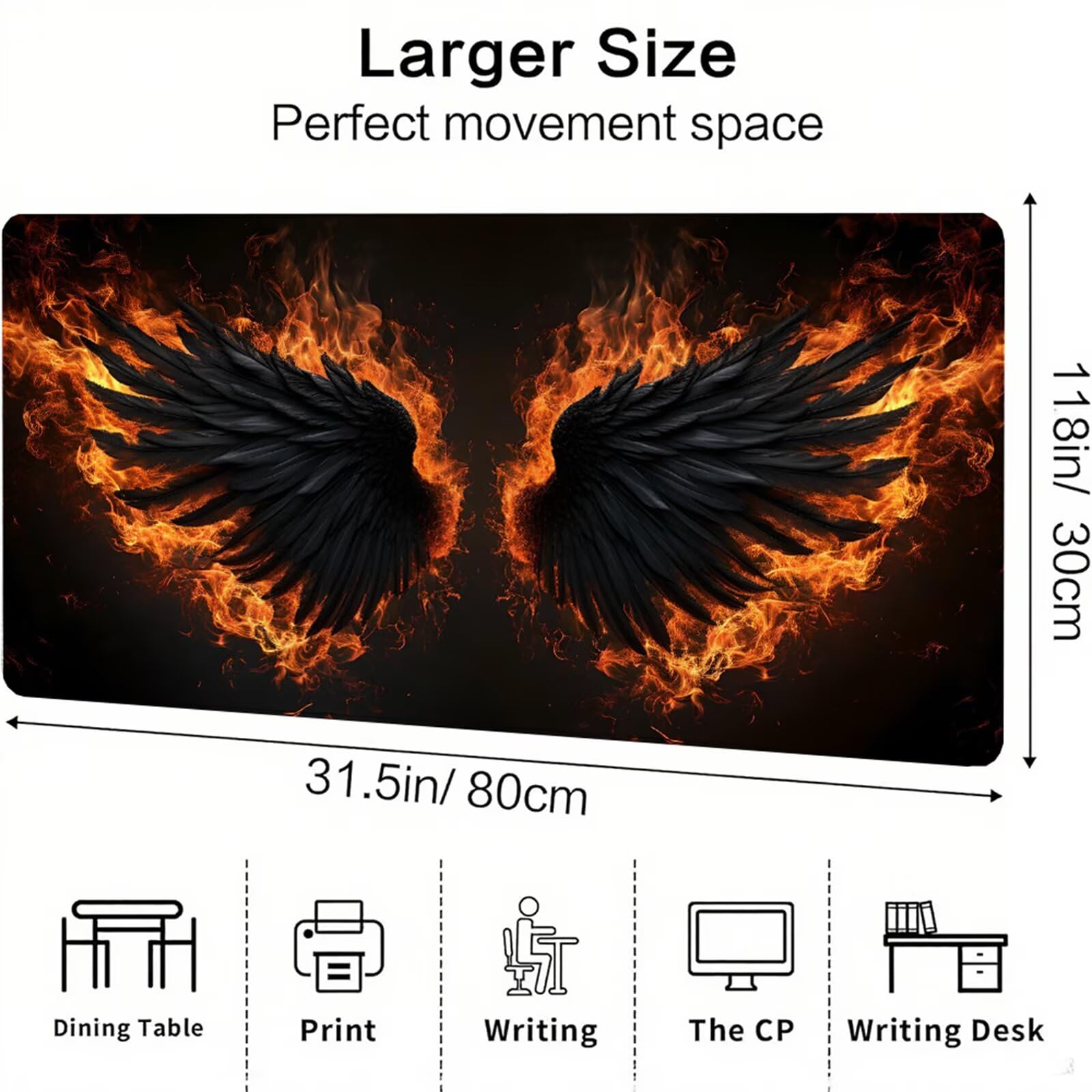Czarna podkładka pod mysz XXL 1400 x 600 x 3 mm skrzydło pod rękę biurko akcesoria antypoślizgowa gumowa podstawa i szyte krawędzie podkładka pod mysz dla graczy do dekoracji biura dekoracyjnego