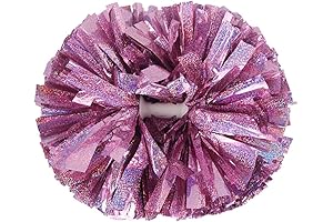 2PCS Metallic Holographic Pink Cheerleader Pom Poms