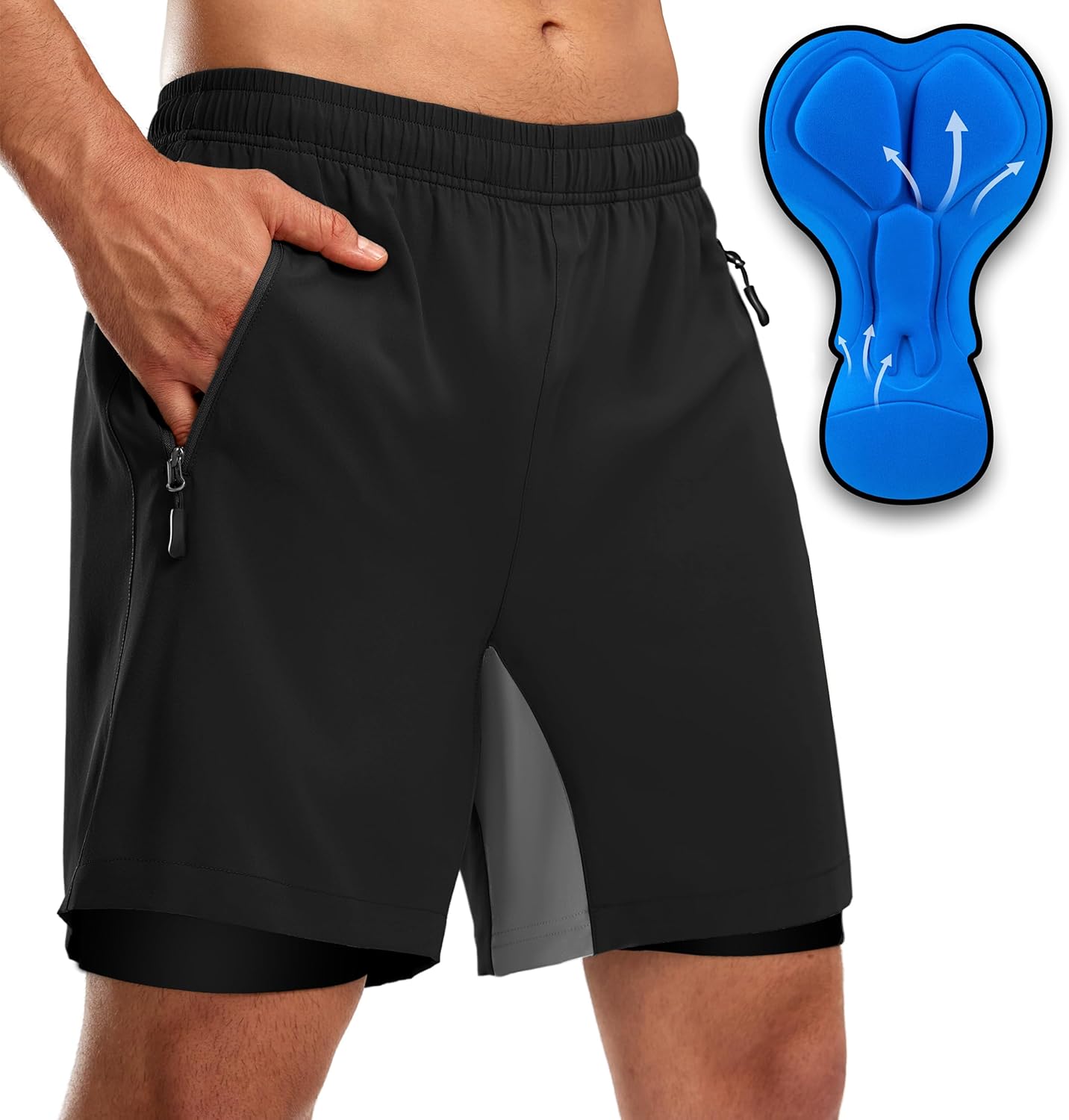 Bikewa Men's Mountain Bike Shorts 3D Padded Loose-fit Riding Biking Cycling Bicycle Biker Shorts for Men Zipper Pockets