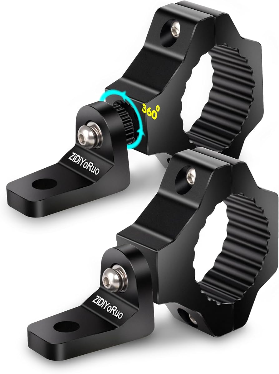 360 Light Bar Mounts for 1.75-2in Roll Bars, 2-Pack | 360 Swivel Lock, Quick install, 6063 aluminum, 10mm hole Mounts Light Tightly. Off-road adventure & farm/ranch work.