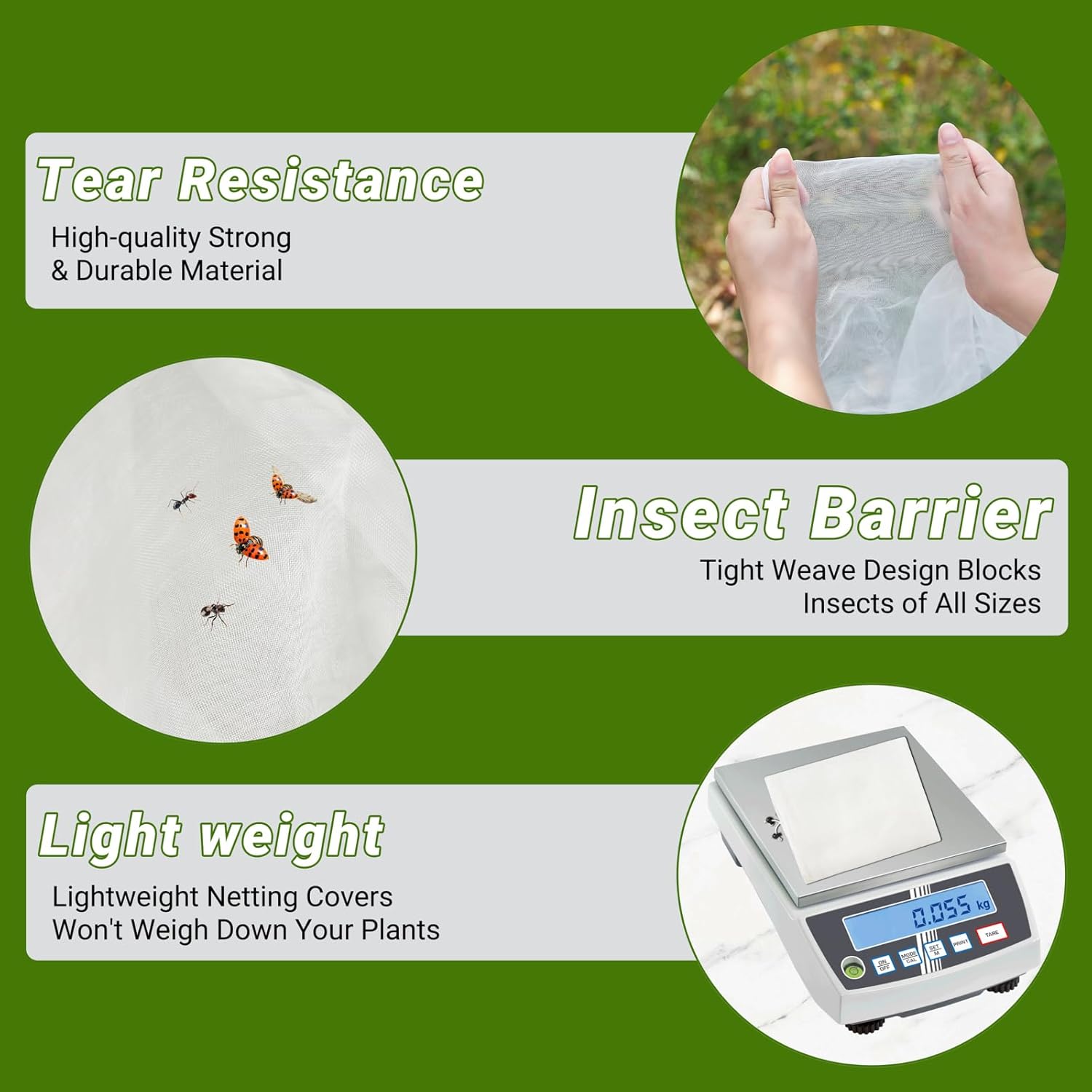 4 Pack Fruit Tree Netting Covers with Zipper & Drawstring – 5.9x5.9FT Ultra-Fine Mesh Garden Netting – Insect & Bird Barrier for Tree, Plant & Crop Protection