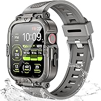 Vista 9 de Dsytom Funda impermeable con correa compatible con Apple Watch Band de 1.81 pulgadas, 1.77 pulgadas, 1.73 pulgadas, 1.65 pulgadas (S11/10) 1.61 Negro