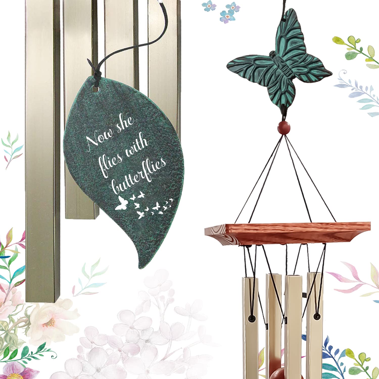 ASTARIN Memorial Custom Wind Chimes for Loss of Loved One, Wind Chimes for Patio Yard Decor, 24'' (condolences-10)