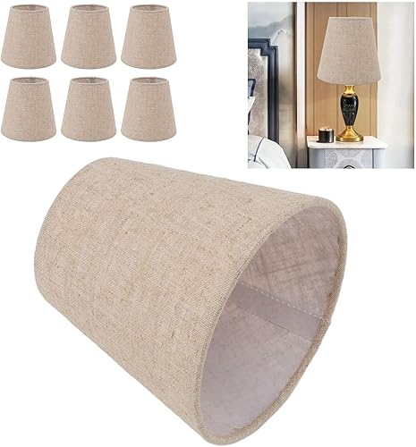Miniatura 3 de Pantalla de lámpara pequeña, tela de lino con clip en la bombilla pantalla de tela de barril de reemplazo de la cubierta de lámpara, mini pantallas