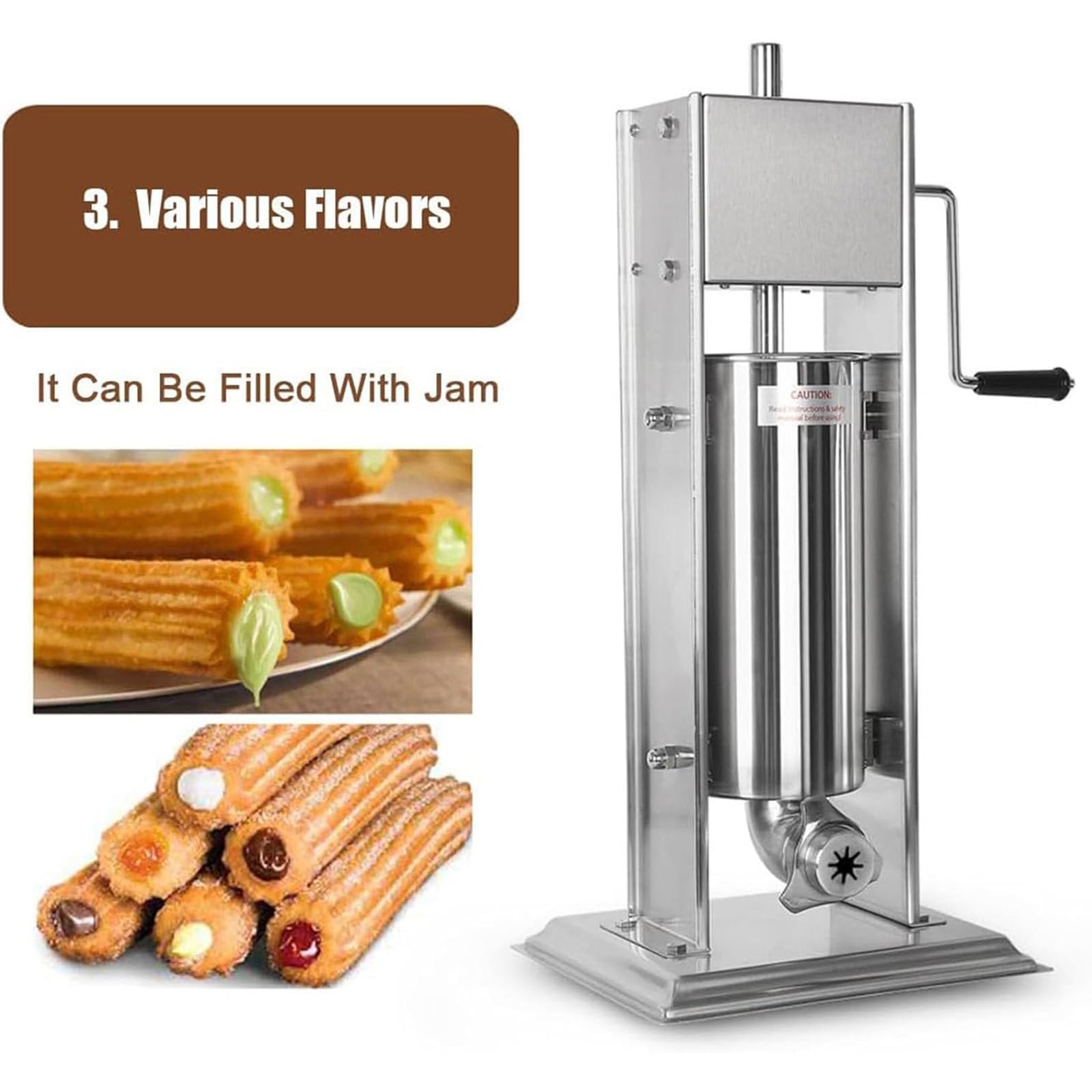 PixCy Máquina De Churros Manual Vertical Español Churros Makerheavy Manual Churros Maquina 4PCS Boquillas Verticales Churrera Español Máquina para Restaurantes Y Panaderías,7L