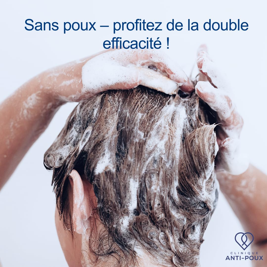 Clinique Anti-Poux Double Puissance - Tue efficacement les poux et les lentes - Kit de traitement anti-poux - Lotion et shampoing à la diméthicone pour adultes et enfants - Parfum eucalyptus