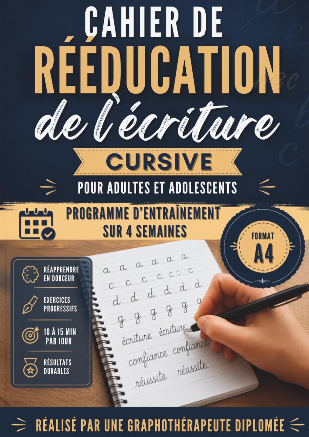 Cahier de rééducation de l'écriture: carnet d’écriture cursive pour adultes, adolescents et pré adolescents - pratique de l'écriture manuscrite- ... d’écriture - entrainement à l’écriture