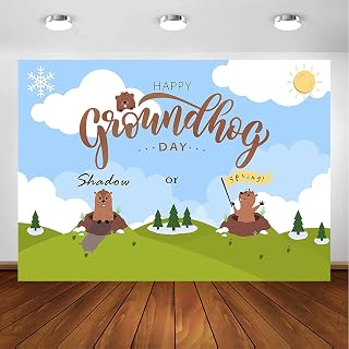 Avezano Groundhog Day Backdrop Happy Groundhog Day Party Decorations Shadow or Spring Photography Booth Banner (7x5ft)