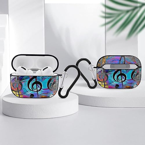 Miniatura 4 de Notas musicales y clave en el espacio para AirPods Pro (21 generación), cubierta protectora de PC dura con llavero, LED frontal visible compatible