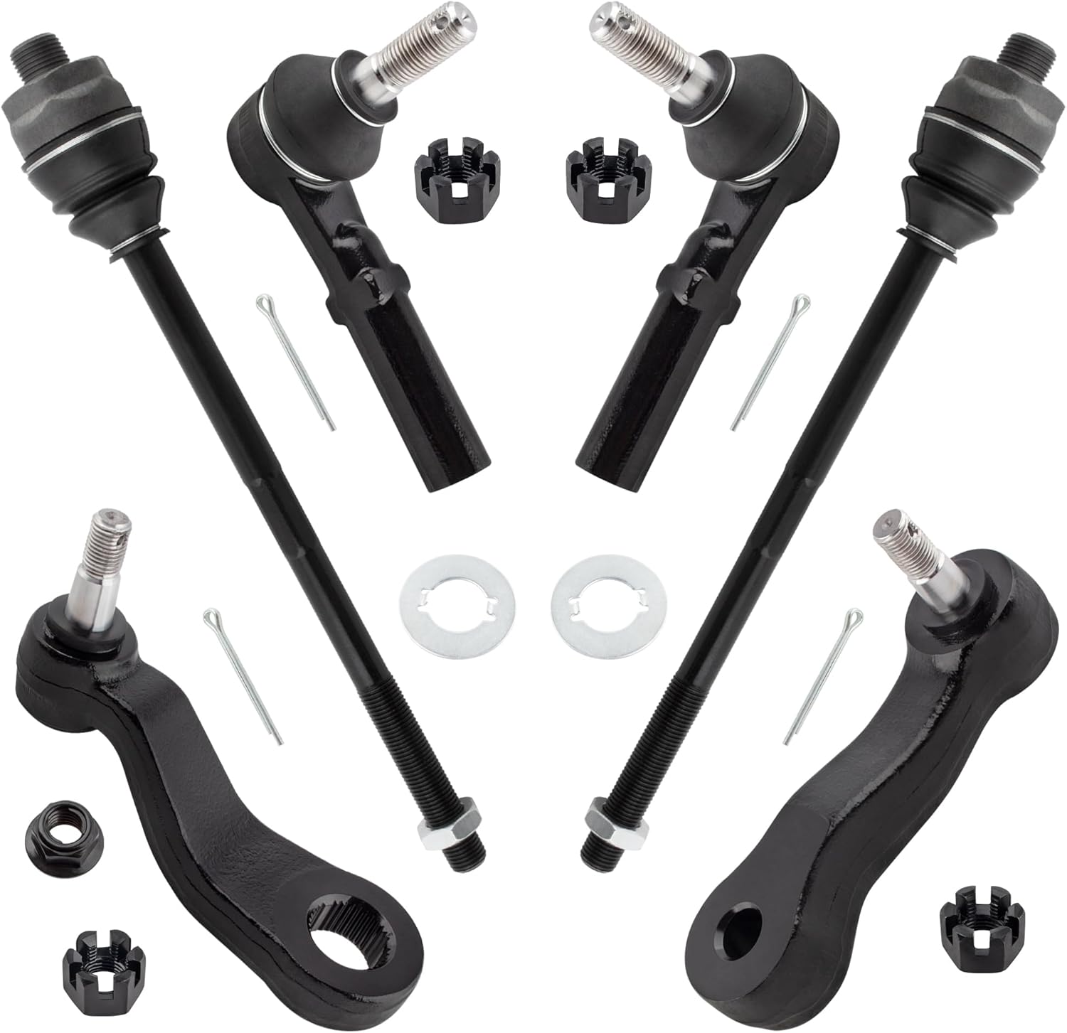 6pcs Suspension steering Kit Inner & Outer Tie Rod Ends and Pitman & Idler Arm for Chevrolet GMC Avalanche Silverado Sierra 1500 2500 3500 Suburban Yukon For Hummer H2 K6535 K6654 ES3609 ES3488