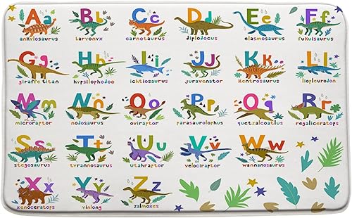 Miniatura 1 de Tapete de baño con letras de dinosaurio de dibujos animados, herramienta educativa de la A a la Z, divertidas palabras de enseñanza, letras