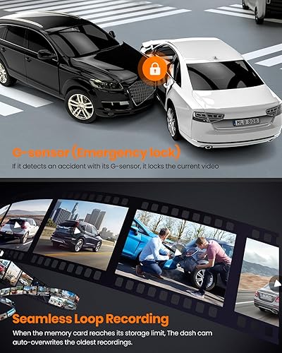 Miniatura 7 de Yeecore Cámara de salpicadero frontal y trasera, GPS WiFi real 4K+1080P, cámara LCD de 3 pulgadas para automóviles, visión nocturna HDR, monitor de