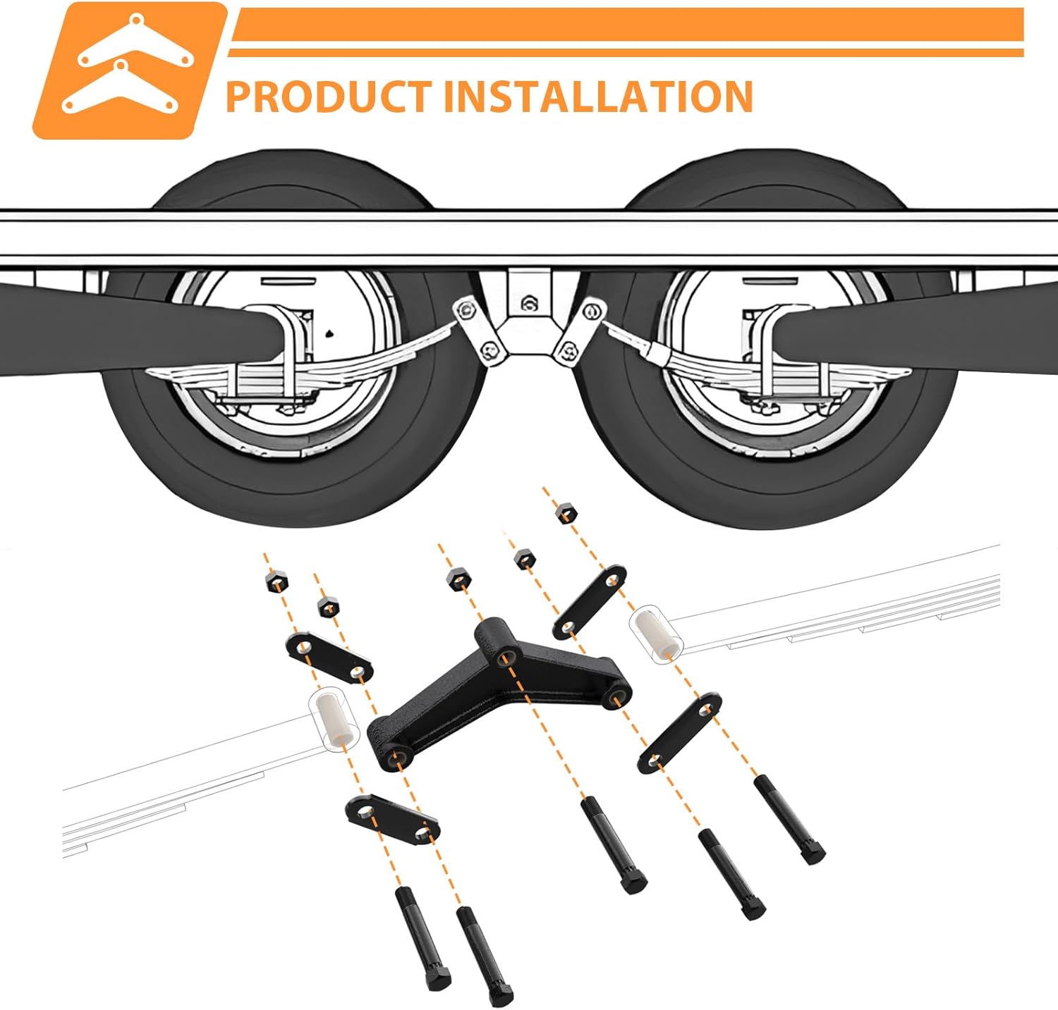 Trailer Shackle Kit, Tandem Trailer Axle Shackle Kit Heavy Duty for Double-Eye Springs (3500lbs -5200lbs Axles), Trailer Suspension Parts, black