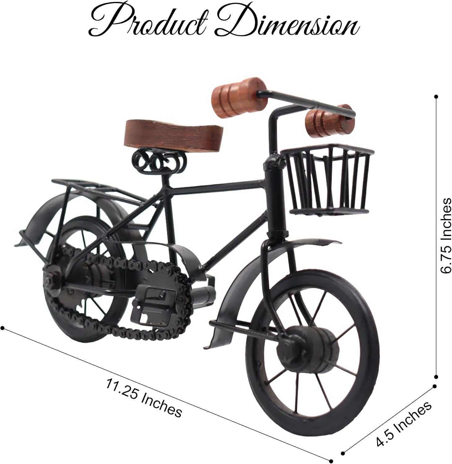Hosley ® Set of 2 Decorative Tabletop Bicycle Pedestals 11'' Long Black Metal Pedestals for Stylish Home Decor Charming Bicycle Design image 2