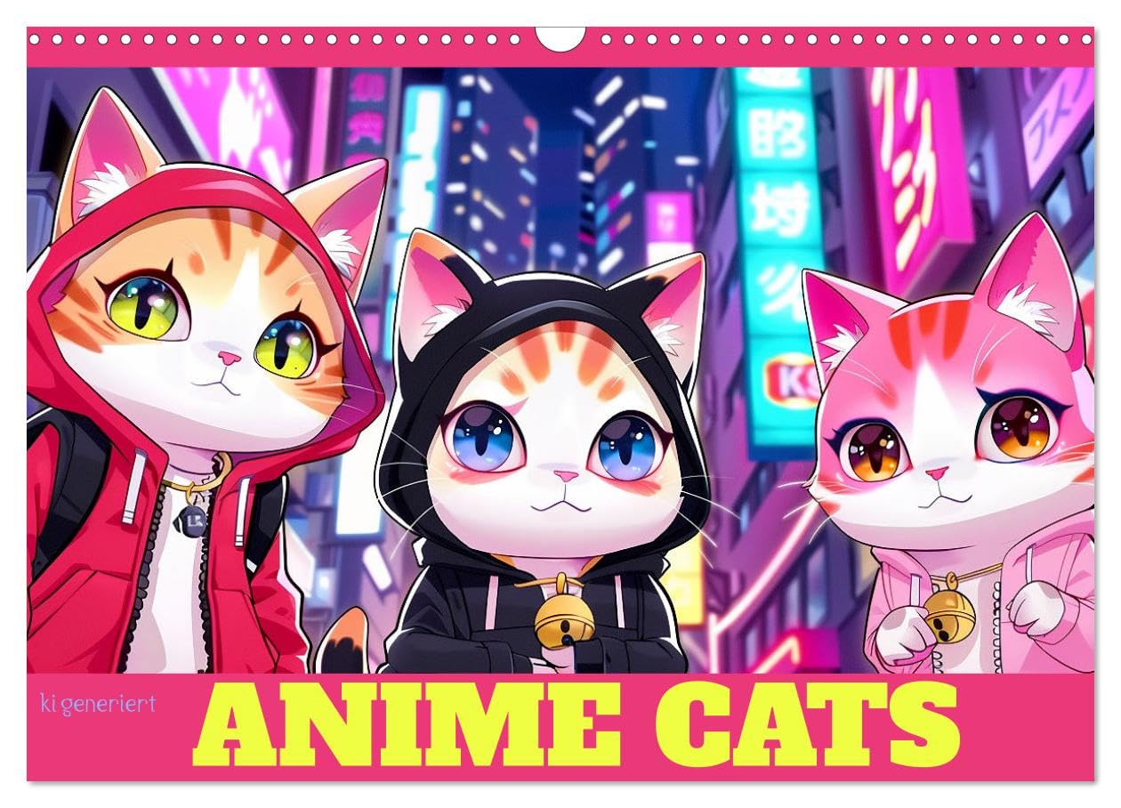 Anime Cats UK-Version (Wall Calendar 2026 DIN A3 Landscape), CALVENDO 12 Month Wall Calendar โ image 1