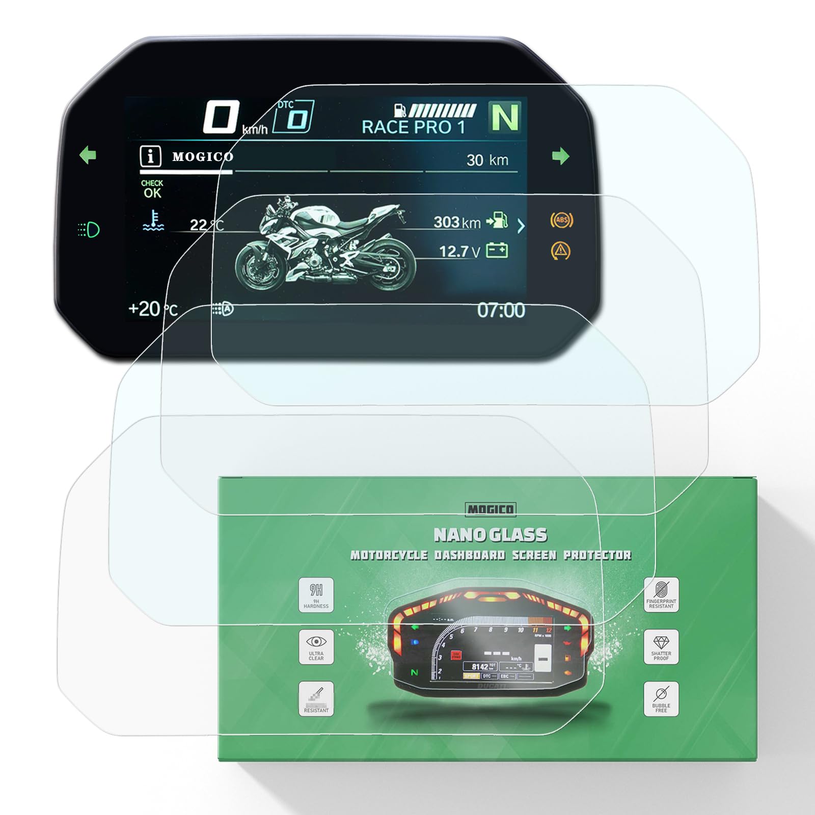 Kit de protector de pantalla de nano vidrio para salpicadero de motocicleta para BMW S1000R 2021+, S1000RR 2019+, S1000XR 2020+ (2 ultra transparentes y 2 antirreflejos)