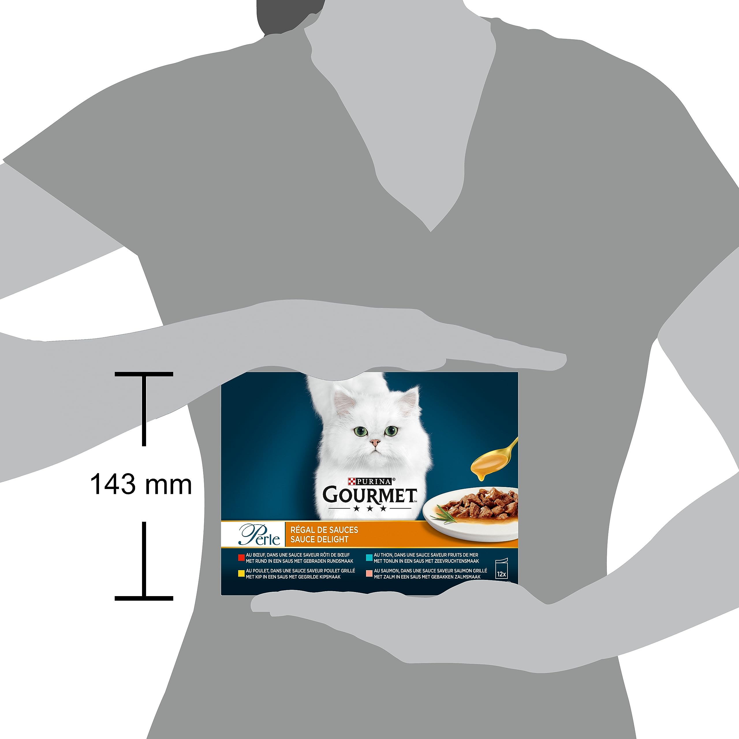 GOURMET PERŁA | REGAL SOS | Kot dla dorosłych | Wołowina, Kurczak, Tuńczyk, Łosoś | 12 x 85 g| Świeża saszetka