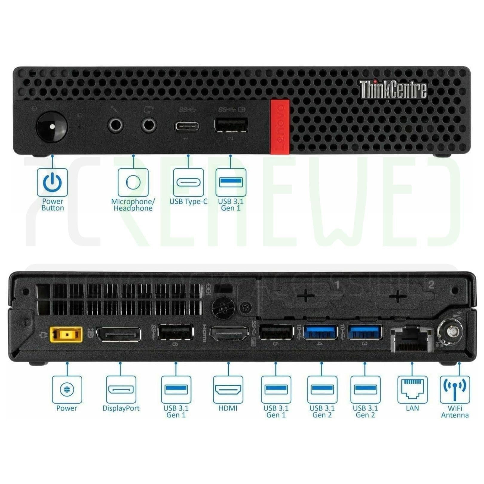 Lenovo ThinkCentre Tiny Desktop PC Completo | Mini Computer | Core i5, 16GB RAM, 512GB SSD | WiFi, Bluetooth, Windows 11 Pro | Office 2021 (Ricondizionato) (Pc+32+Tast)