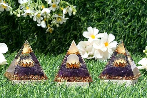 Miniatura 3 de LAIDANLA Pirámide de orgón de amatista, cristales curativos, pirámide de orgonita, flor de la vida, energía positiva, pirámide de piedras preciosas