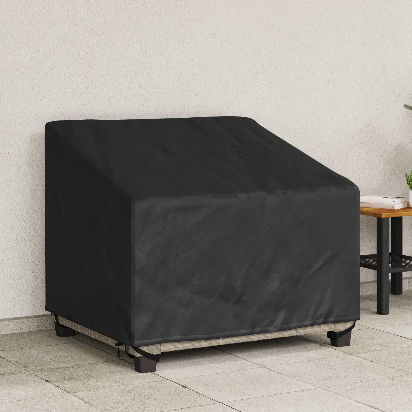 Copertura per sedia da giardino, 96 x 79 x 74 cm, tessuto Oxford 210D, nero, impermeabile, protezione UV, telone per mobili per terrazza, balcone, giardino